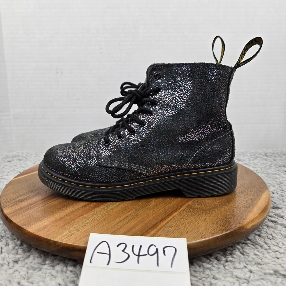Dr. Martens Kids 3 Pascal J Black Glitter Lace Up Casual Lifestyle Daily Boots